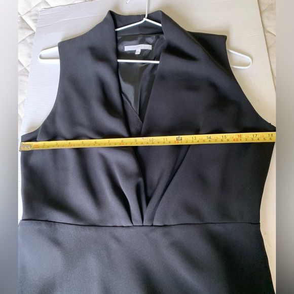 Black coctail prom party dress below the knee black sheer sexy deep V neck US 12 - Picture 11 of 14